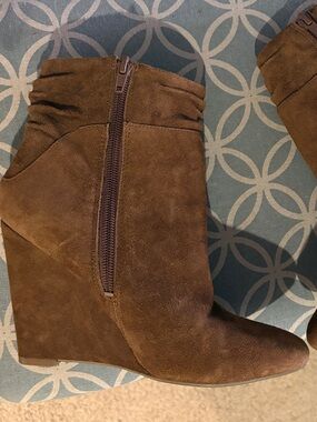Guess Brown Suede Wedge Ankle Boots